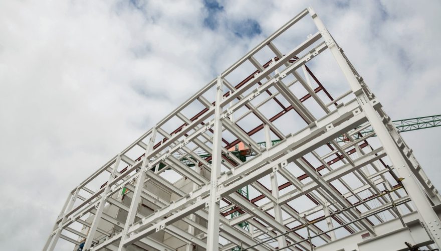 Low angle view of scafolding on building at construction site